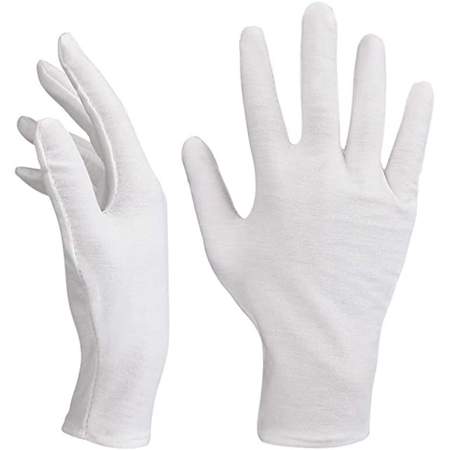 Guantes de algodón blanco 14 pares Guantes de protección de enfermería Guantes de tela blanca Cómodos Transpirables Cuidado de la piel Inspección de joyas Trabajo diario Sincero Producto electrónico