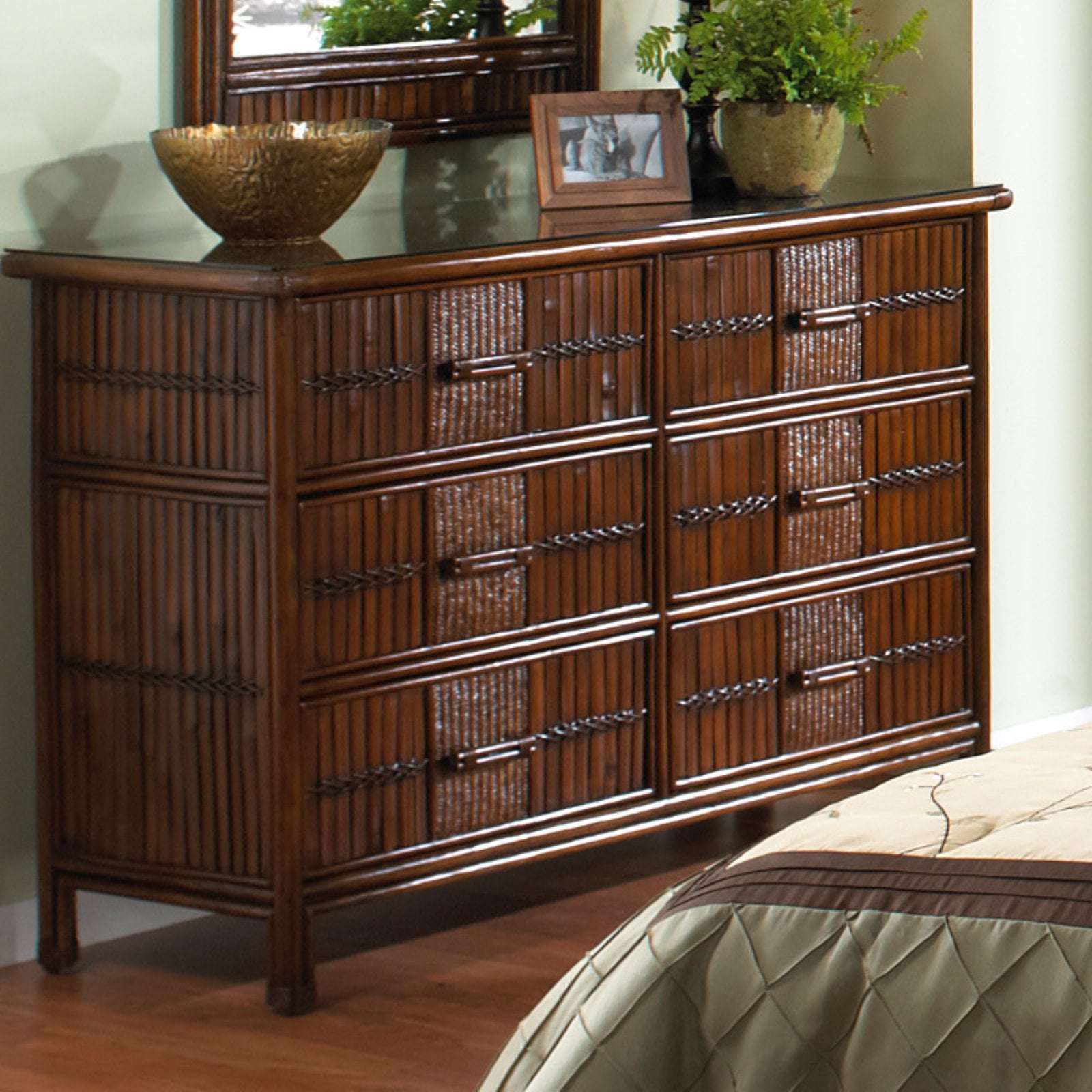 Hospitality Rattan Polynesian 6 Drawer Dresser - Walmart.com - Walmart.com