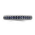 thumbnail image 4 of White Sterling Silver Ring Band Stackable Sapphire, Lab Created Round Blue, 4 of 5