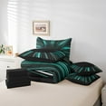 thumbnail image 5 of Black Light Teal Bed in a Bag King Size Comforter Set 7 Pieces,3D Black Hole Illusion Geometric Bedding Sets,Neon Lights Abstract&nbsp;Art Sheet Set with Comforter,Geometry Stripes&nbsp;Line Bed Set, 5 of 6