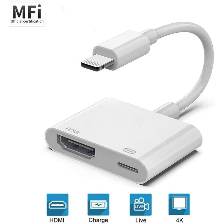 Lightning to HDMI Adapter Apple MFi Certified, iPhone/ iPad to HDMI  Adapter, 1080P Video Audio Sync Screen Converter, with Lightning Charging  Port for iPhone iPad to HD TV/ Projector/ Monitor 