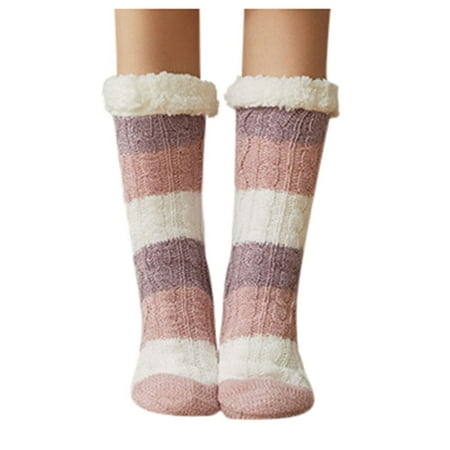 

Socks Women Girls Print Stripe Casual Non Slip Warm Winter Mid Tube Cute Socks Gift on Clearance