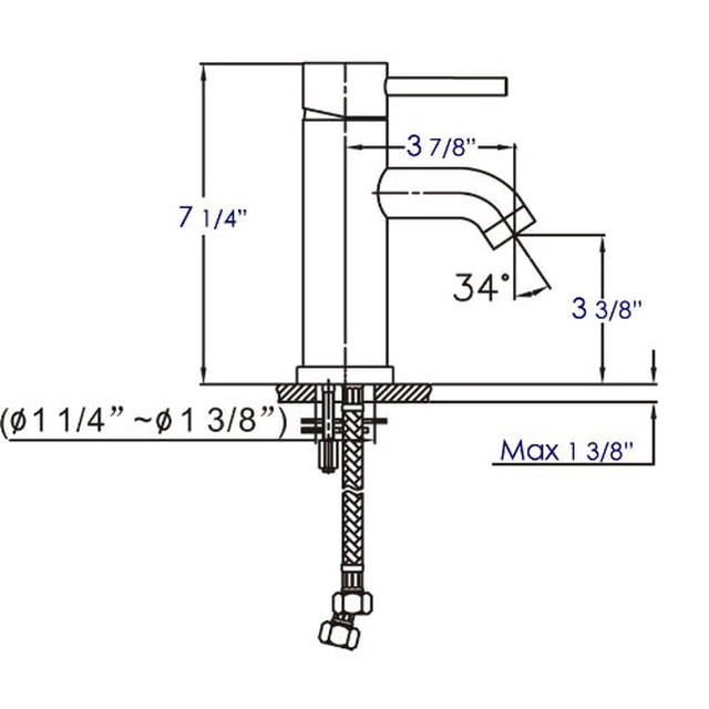 Grifo de baño de una sola palanca de cromo pulido AB1433-PC de la marca ALFI ALFI brand AB1433-PC