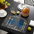 thumbnail image 3 of Cats Pawprints Placemats Set of 4, Blue Black Buffalo Plaid Pets Paw Grey Placemats for Dining Table, Place Mats for Kitchen Tabletop, Waterproof Wipeable Dining Table Mats Set, 3 of 9