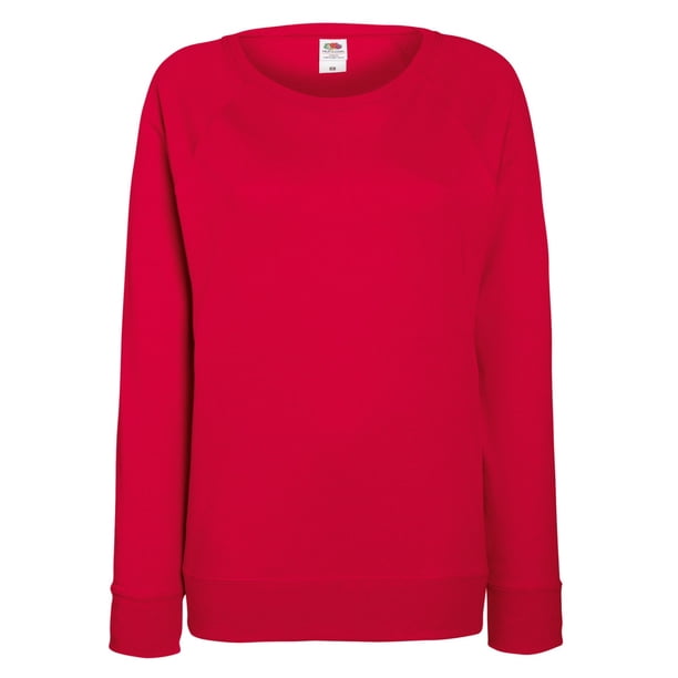 Fruit OF The Loom- Sudadera ligera y ajustada de mangas ranglán para mujer (Rojo)