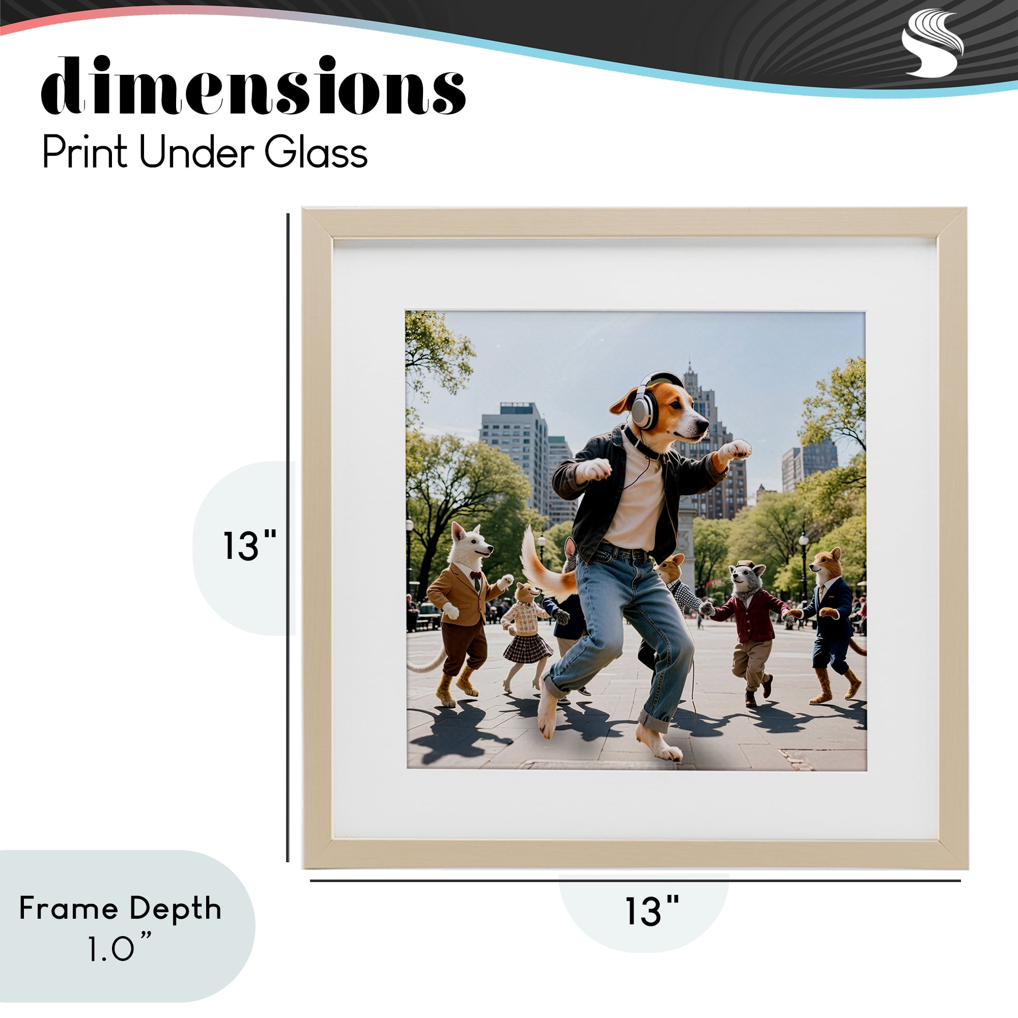 Stupell Industries Stylish Dog Dancing in Park Birch Framed Print Under Glass, design by CAD Designs