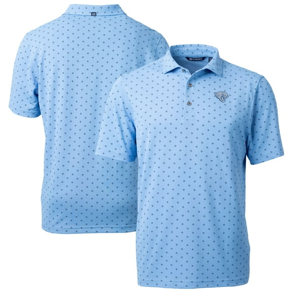 Men's Cutter & Buck Powder Blue Jacksonville Jaguars Virtue Eco Pique Tile Print Recycled Polo