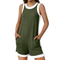 thumbnail image 4 of gbyLJF Womens Jumpsuit Casual Wide Leg Sleeveless Jumpsuits Solid Color Cropped Rompers Loose Fit Overalls with Pockets, 4 of 7