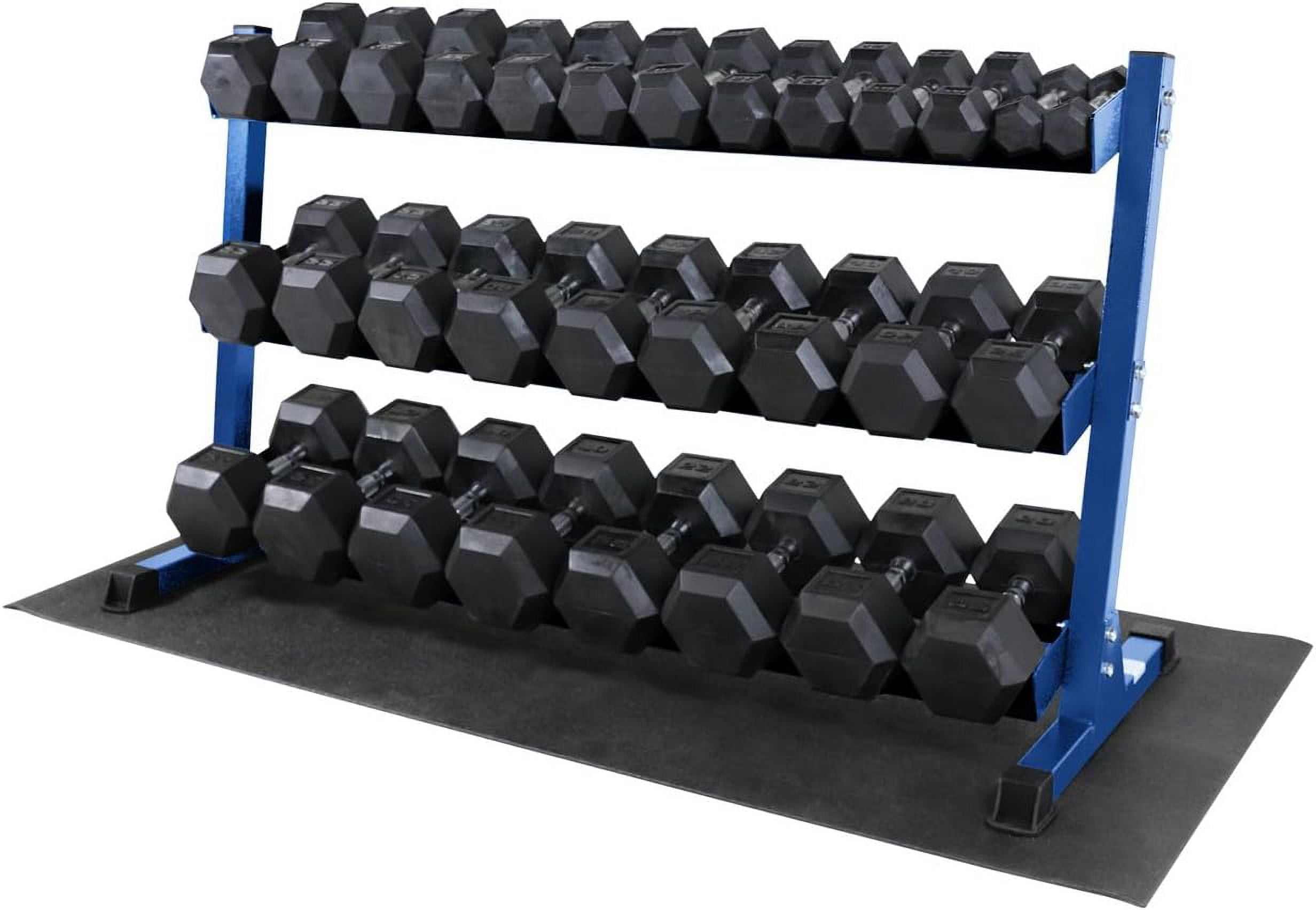 WF Athletic Supply Heavy-Duty Dumbbell Rack Stand, Weight Rack for Home Gym, Weight Holder, Available Sizes for Storage 5-75LB Dumbbell Pairs, Blue, RACK ONLY