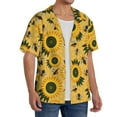 thumbnail image 4 of Disketp Men's Hawaiian Bees and Sunflowers Print Shirts Button Down Holiday Beach Shirts-X-Large, 4 of 7