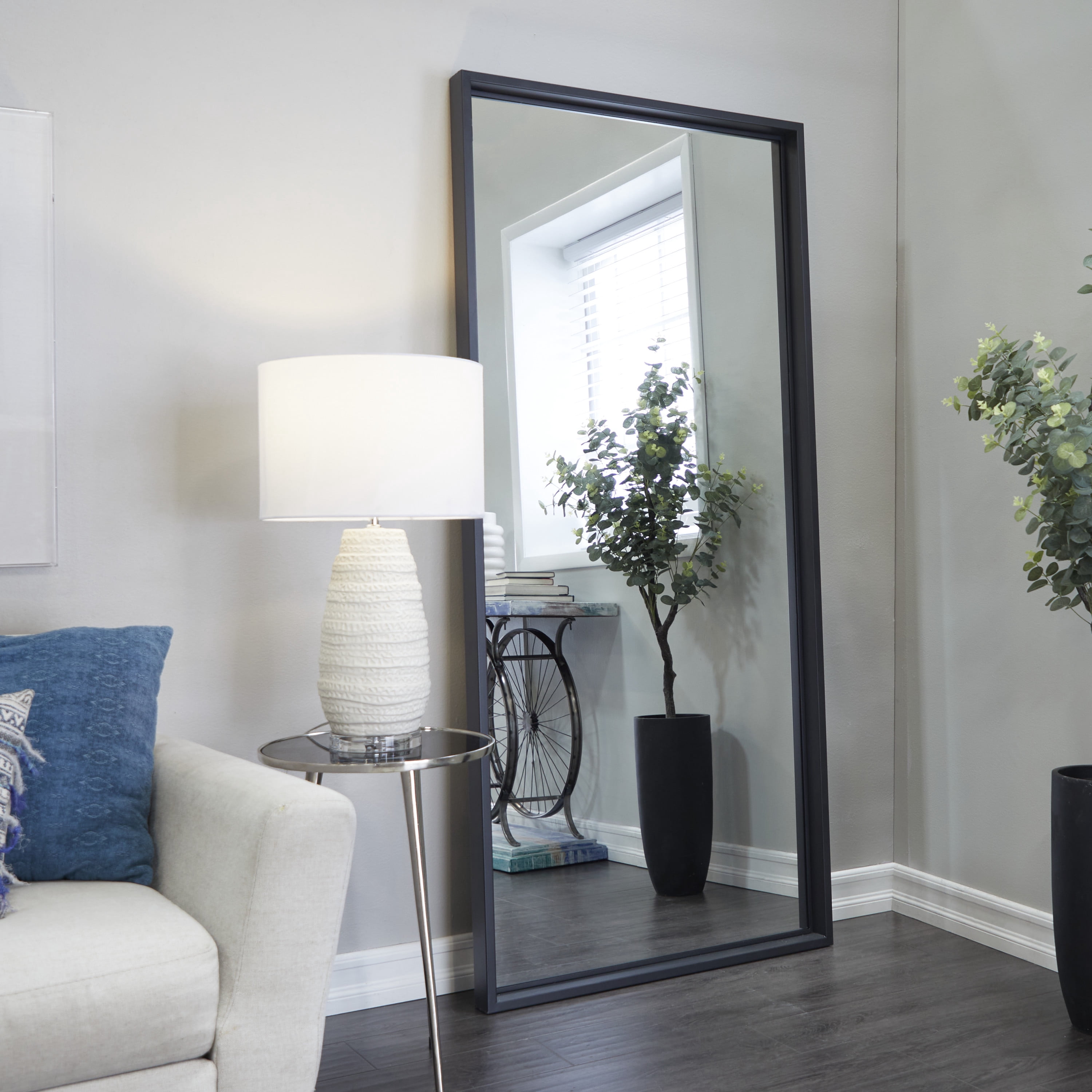 DecMode 32" x 70" Black Wall Mirror