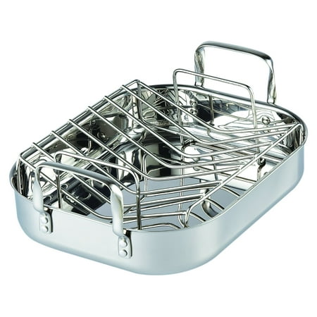 Cooks Standard Stainless Steel Roaster with Rack, 14 by 12 (Best Dishwasher Rack Material)