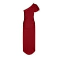 thumbnail image 5 of IROINNID Cocktail Dress for Women Homecoming Party Holiday Solid Color Dress Single-Shoulder Flap Split Dress Cocktail Dress,Burgundy, 5 of 7