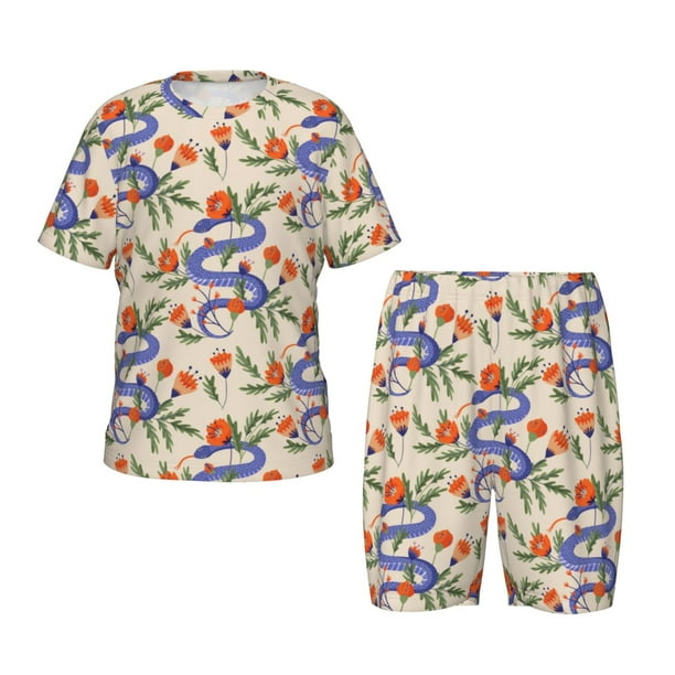 Balery Snake Conjunto de Pijama Infantil de Manga Corta con Estampado – Ropa de Dormir de Algodón Suave-4X-Large