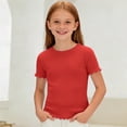 thumbnail image 4 of CFXNMZGR Shirts for Tweens Girls T Shirt Girls Shirts Short Sleeve Tee T Shirts Summer Casual Tops (Red,9-10 Years), 4 of 5