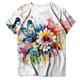 thumbnail image 3 of Gibobby Blusas Para Mujeres Camiseta con estampado de y flores de manga corta con cuello redondo y moda informal de verano para mujer（Blanco， M), 3 of 4