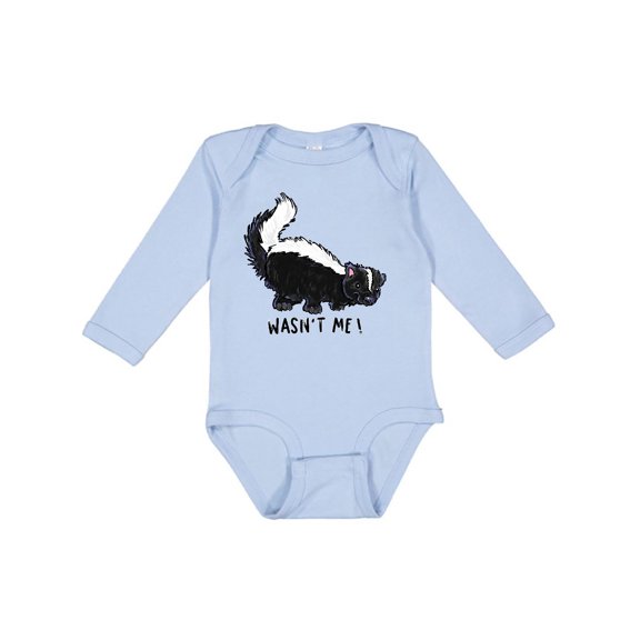 Inktastic Animals Cute Skunk Wasn't Me Boys or Girls Long Sleeve Baby Bodysuit