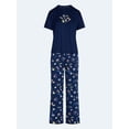 thumbnail image 5 of Joyspun Women's Dreamy Soft Collection Short Sleeve Sleep Top and Open Leg Pants Pajama Set, 2-Piece, Sizes XS-3X, 5 of 5