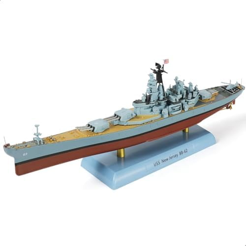 NUOTIE Modèle de Cuirassé 1/1000 USS New Jersey Haute Précision Métal ABS Pré-Construit Modèle de Navire Collection Présentoir