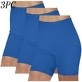 thumbnail image 2 of HomeDM 3 Pack Biker Yoga Shorts for Women - Soft Stretchy High Waisted Athletic Running Workout Gym Shorts Tummy Control Solid Color - Blue/L, 2 of 4