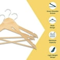 thumbnail image 5 of Lifemaster Wooden Clothes Hangers – With 360 Degree Swivel Hook & Non-Slip Shoulder Notch, Holds Up To 10 lbs, Pants Bar Design, Organizing Suit, Dress, Coat, and Clothes, Pack of 50, Natural Color, 5 of 7