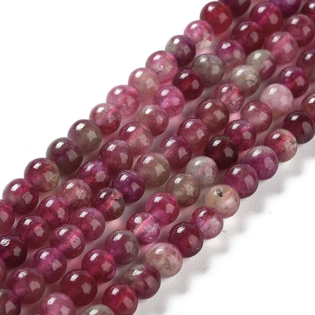 Natural Watermelon Tourmaline Bead Strands Round Dyed 6mm Hole: 1mm about 66~67pcs/strand 14.76~14.96 inch(37.5~38cm)