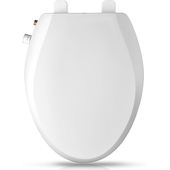 Elongated Heated Bidet Toilet Seat, Non‑Electric Bidet With Dual Nozzles, Slow‑Close Lid, LED Night Light, Adjustable Seat Temperature, Fits Elongated Toilets, White