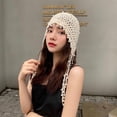 thumbnail image 2 of KelaJuan Women's Knitted Hat Cute Elegant Hollow Out Crochet Skull Cap with Pearl Tassel Vintage Beanies Accessories, 2 of 6