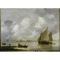 thumbnail image 2 of Jan van Goyen 14x11 Gold Ornate Wood Frame and Double Matted Museum Art Print Titled - Haarlem Sea (1656), 2 of 4
