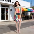 thumbnail image 5 of FORMRS Summer Dress for Women Loose U Neck Sleeveless Midi Beach Sundresses with Pockets, Beige Abstract, 5 of 8