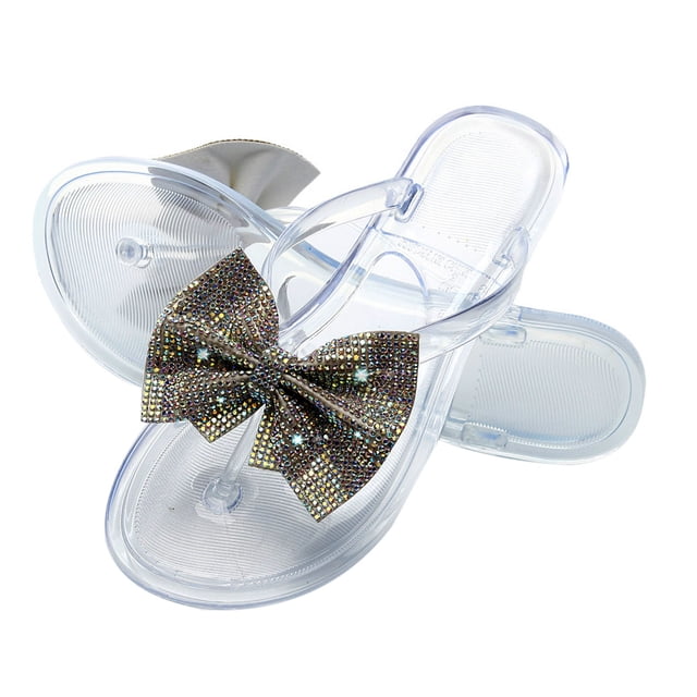 Sandalias y Zapatillas Wmkox8yii Summer New Flip Bowknot Flash Diamond para mujer