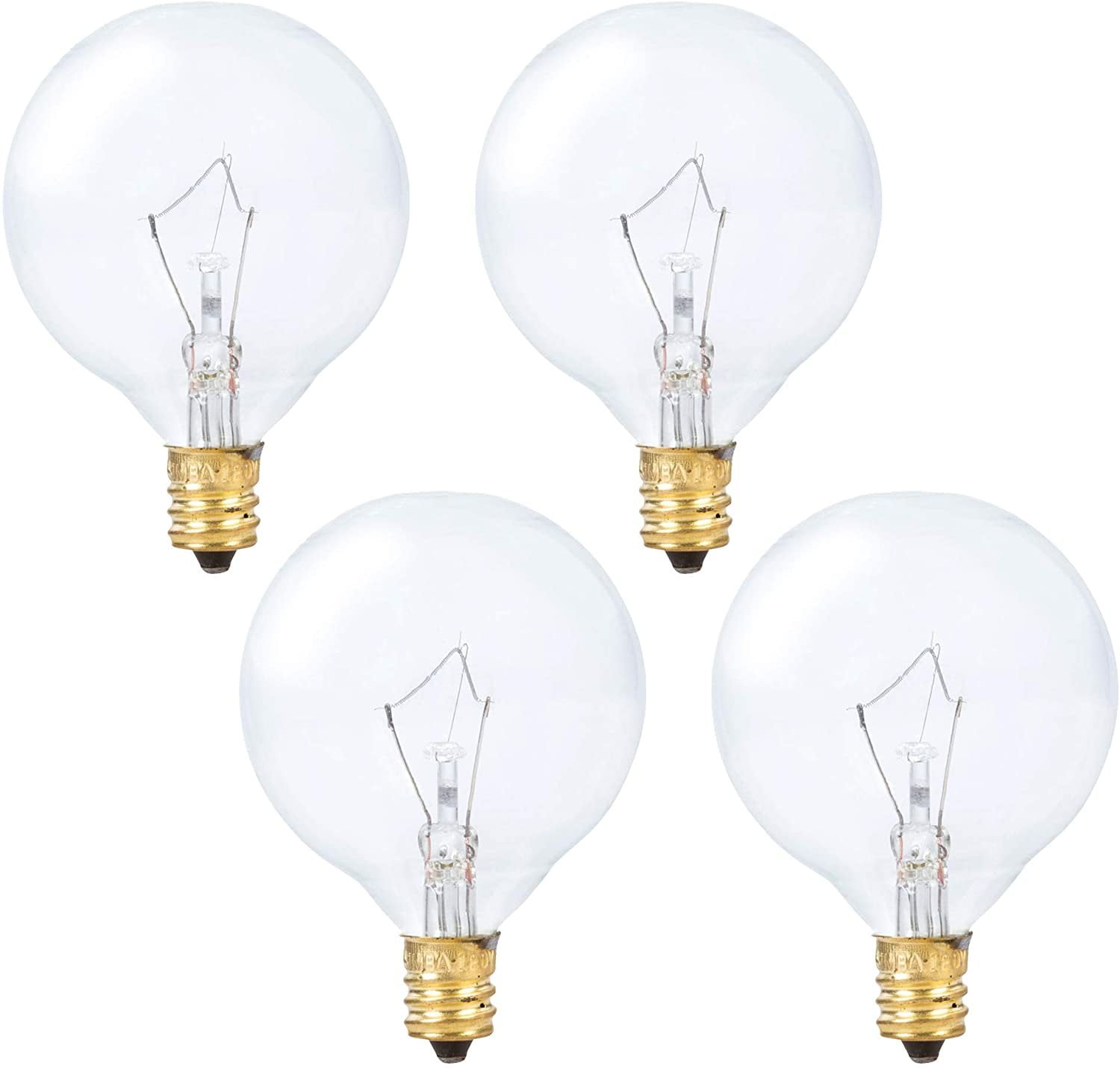 Clear Glass 110V 120V for Chandelier Simba Lighting Small Globe G16.5 Round Bulb 25W E12 Candelabra Base Sconce Scentsy Wax Warmer 10 Pack Decorative Vanity Lights 2700K Warm White Ceiling Fan 