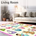 thumbnail image 2 of ODIKA 2'x3' Machine Washable Non-Slip Area Rug, Educational Alphabet Learning Play With Adorable Safari Wildlife High Traffic Rug, Pink, 697649, 2 of 7