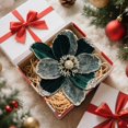 thumbnail image 4 of 1 Pcs Glitter Velvet Christmas Poinsettia Flower,7.87 inch Artificial Velvet Magnolia Flower,Christmas Tree Decoration,Sequined Velvet Poinsettia Flower for Home Table Decorations,Z1-Green, 4 of 5