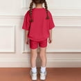 thumbnail image 4 of BVWKPCV Tween Girl Clothes 2 Piece Outfit Short-Sleeve Top +leggings Shorts Set Trendy Clothing Set Sizes 8-12 Years Red 7-8Y, 4 of 6