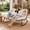 Acacia Wood,Beige, variant on 50.8 in Double Wide Rocking Papasan Chair, 2-Person Outdoor Lounge Chair with Thick Cushion, PE Rattan & Steel Frame, Beige