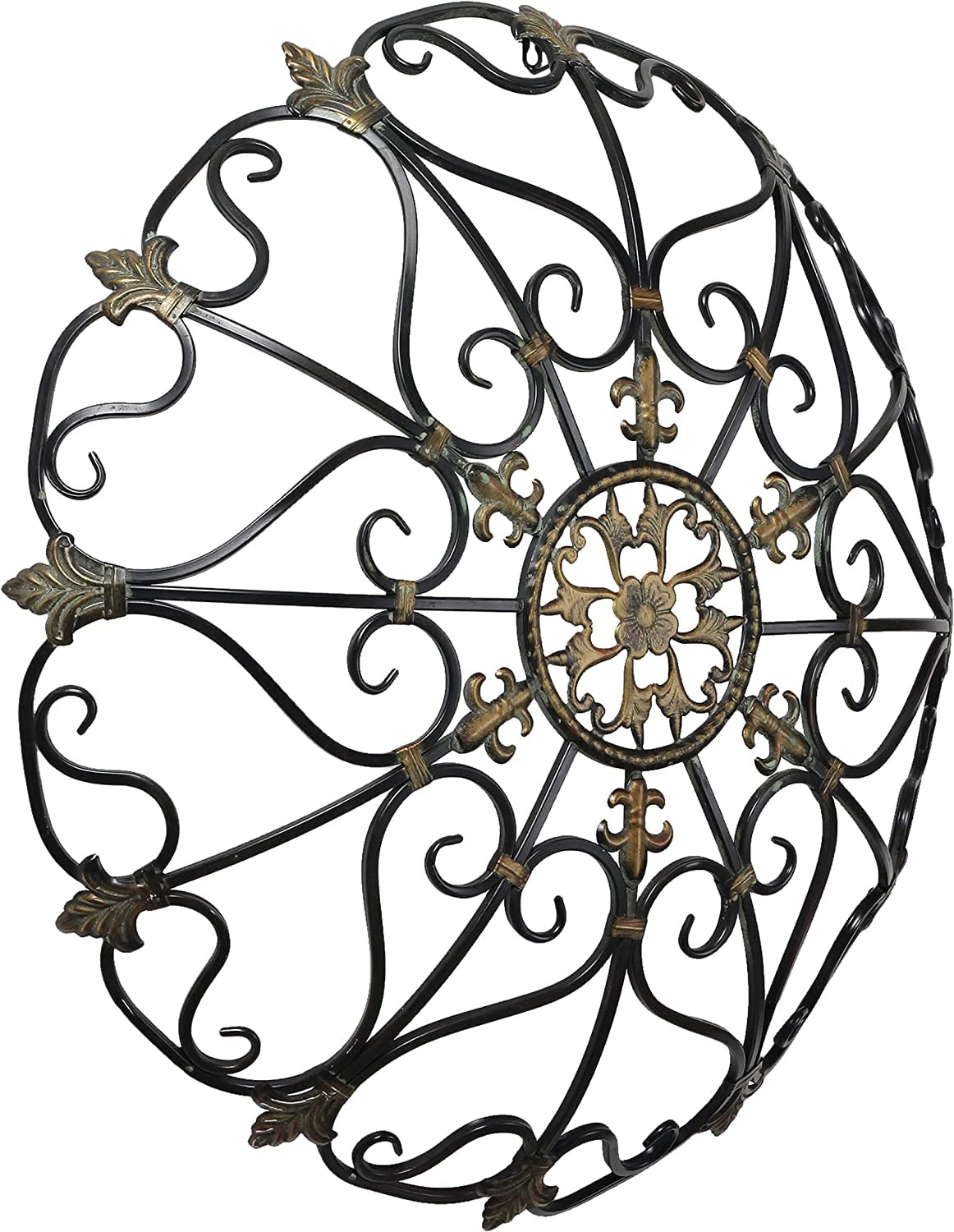 bzfwm Vintage Round Wrought Iron Wall Decor 36 inch Hanging Distressed