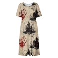 thumbnail image 5 of Halloween Womens Summer Dresses Novelty Halloween Party Graphic Medieval Dress Short Sleeve Stylish Loose Fit Flowy Midi Halloween Costumes for Women Black XXXL, 5 of 6