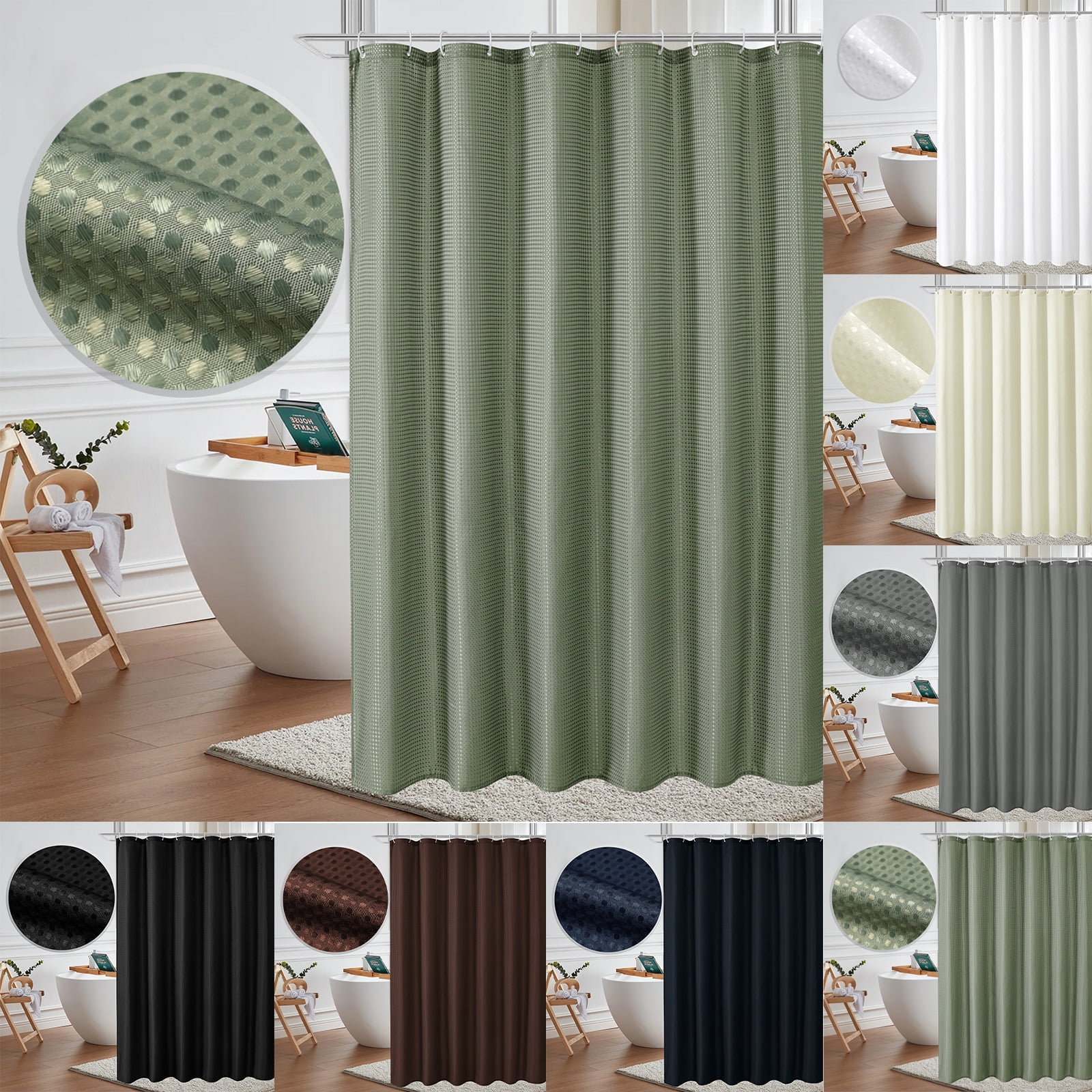 ERDOUY Shower Curtains for Bathroom,Fabric Washable ,Waterproof,Shower Stall Curtain(White)