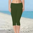 thumbnail image 5 of Women's Low Rise Yoga Pants - Slim Fit 3/4 Length Hip Lift Stretchy Leggings for Workout & Lounge ,Army Green,L, 5 of 7