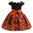 thumbnail image 2 of Girls Pumpkin Halloween Dress Costume Short Sleeves Princess Birthday Party Dress, 2 of 7