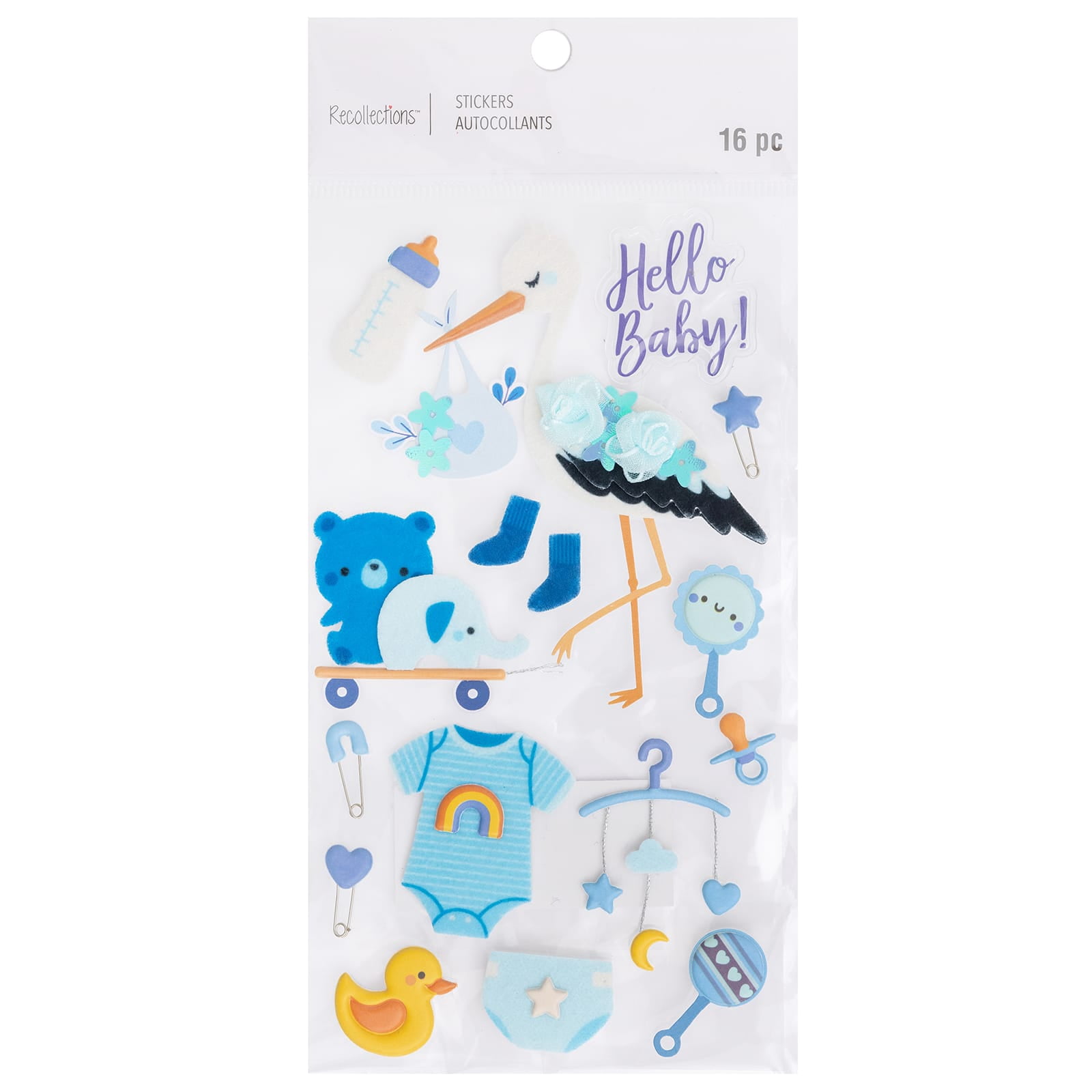 Recollections Baby Boy Stork Dimensional Stickers, 12 Pack