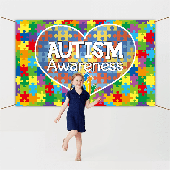 180x115cm Photography Background Fabric World Autism Day Banner Background Puzzle Scene Setting Background Fabric