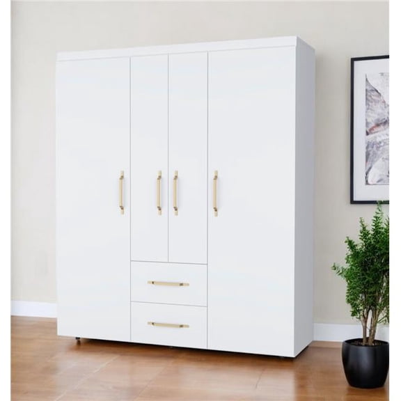 HomeRoots 552265 59 in. White Two Drawer Combo Dresser