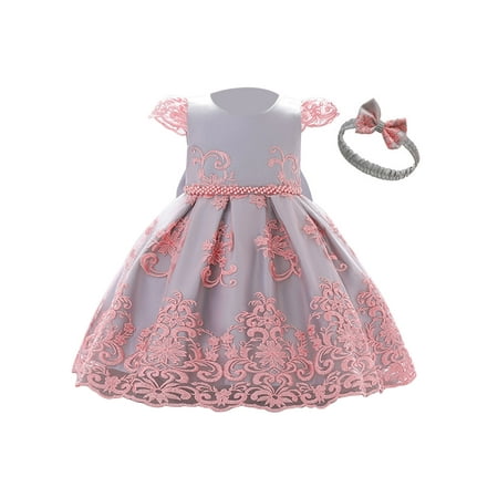 

Fullvigor Little Girls Princess Dress Party Wedding Flower Lace Dresses with Tiara