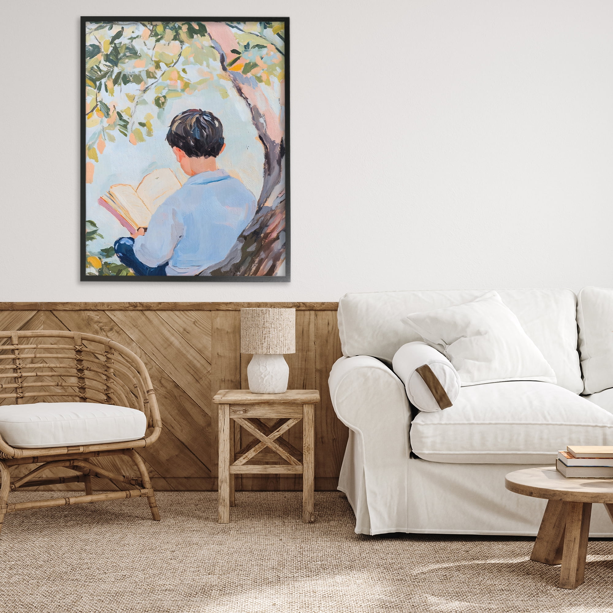 Stupell Industries Boy Reading in Nature Black Framed Giclee Art, design by The Prints Vibe