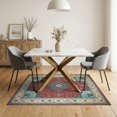 thumbnail image 3 of ODIKA 5'x7' Washable Area Rug Bathroom Way Abstract Mosaic Vintage Distressed Framework Stairs for Guest Room, Lounge, Apartment, Non-Slip Low Profile, Stain Resistant, 3 of 7