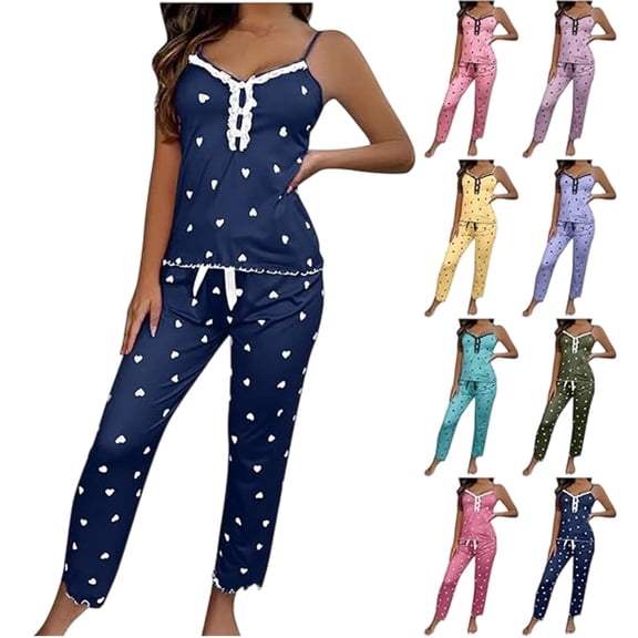 jiaxiM Pajama Sets for Women 2 Piece Soft Tank Top and Capri Pants Sleepwear Set Summer Cute Bridal pjs Set
