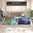 thumbnail image 2 of Red Lantern 2 ft. Short Double Sided Works of Van Gogh Canvas Folding Screen - Irises/Starry Night Over Rhone, 2 of 8