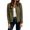 Army Green, variant on Women Ribbed Knit Cardigan Jacket Vertical Rib Knit Zip Cardigan Long Sleeve Crew Neck Cropped Knit Sweater Jacket S